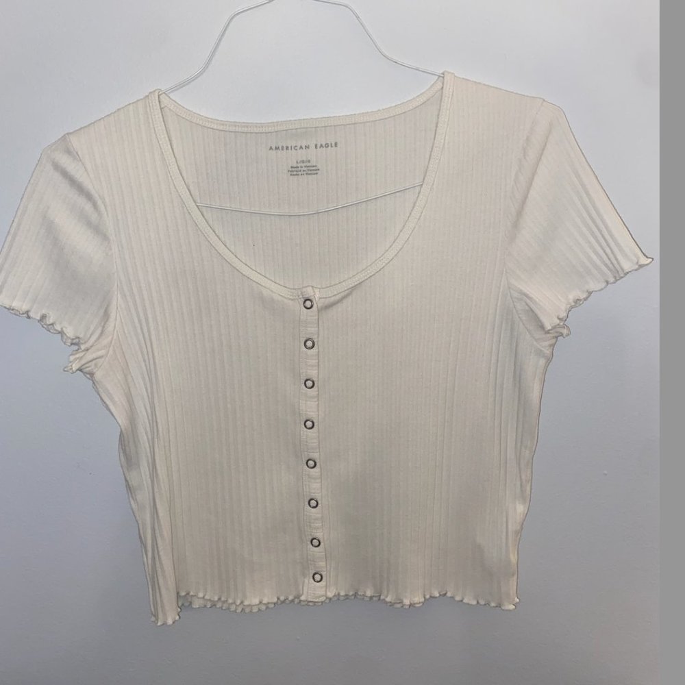 American Eagle Fitted White Blouse
